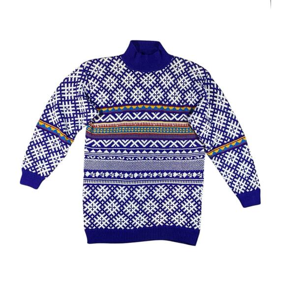 Vintage 80s Alpine Nordic Knit Sweater - S - Picture 2 of 5